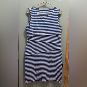 J. McLaughlin Nicola Tiered Stripe Dress Size Large Blue